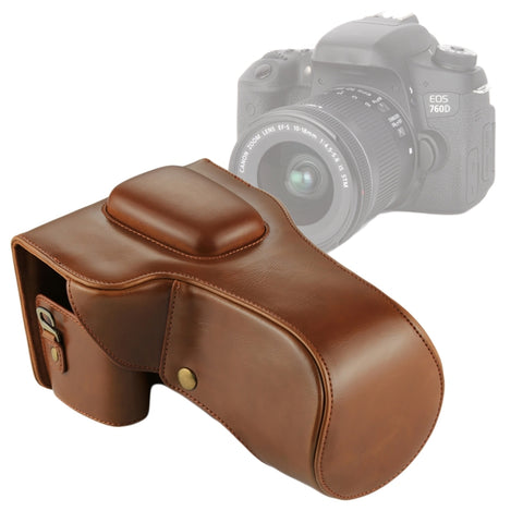Custodia in pelle PU per fotocamera full body per Canon EOS 760D / 750D (obiettivo 18-135 mm), For EOS 760D