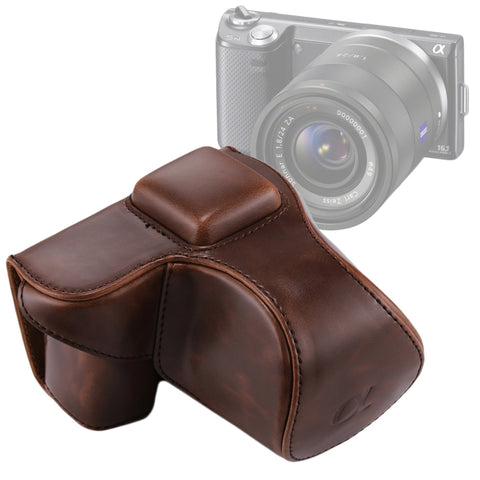 Étui en peau PU pour appareil photo complet avec ceinture pour Sony NEX 5N / 5R / 5T (obiettivo 16-50mm / 18-55mm), pour Sony NEX 5N
