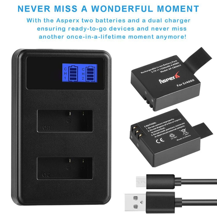 SJCAM SJ7000 / SJ6000 / SJ5000 / SJ4000 Batteria Schermo LCD Caricatore doppio per batterie, visualizza la capacità di ricarica, For SJCAM SJ7000