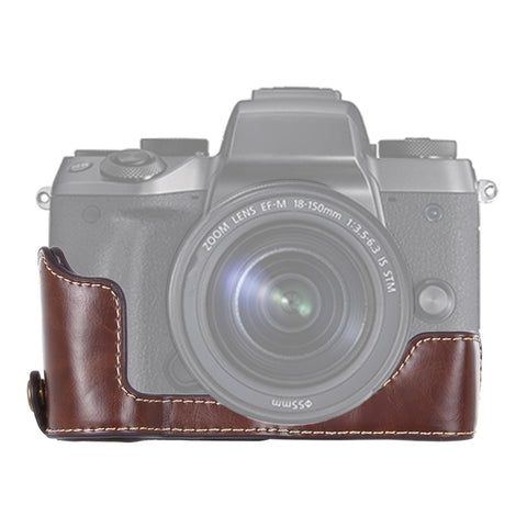 Base mezza custodia per fotocamera in pelle PU con filo da 1/4 di pollice per Canon EOS M5, For Canon M5
