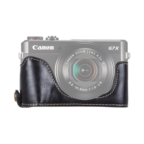 Base mezza custodia per fotocamera in pelle PU con filo da 1/4 di pollice per Canon G7 X Mark II, For Canon G7X2