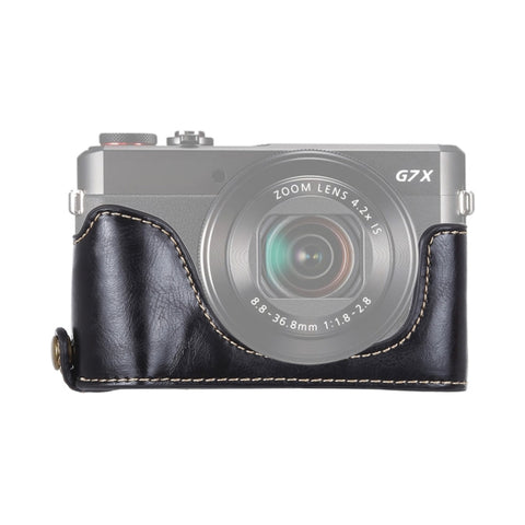 Base mezza custodia per fotocamera in pelle PU con filo da 1/4 di pollice per Canon G7 X Mark II, For Canon G7X2