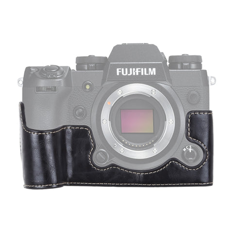 Base mezza custodia per fotocamera in pelle PU con filo da 1/4 di pollice per FUJIFILM X-H1, For FUJIFILM X-H1, For FUJIFILM XH1