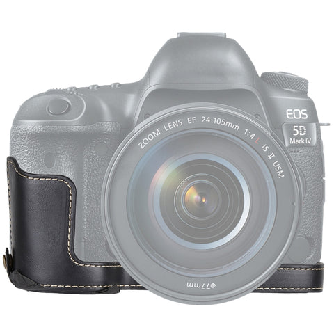 Base mezza custodia per fotocamera in pelle PU con filo da 1/4 di pollice per Canon EOS 5D Mark IV / 5D Mark III, For Canon 5D4