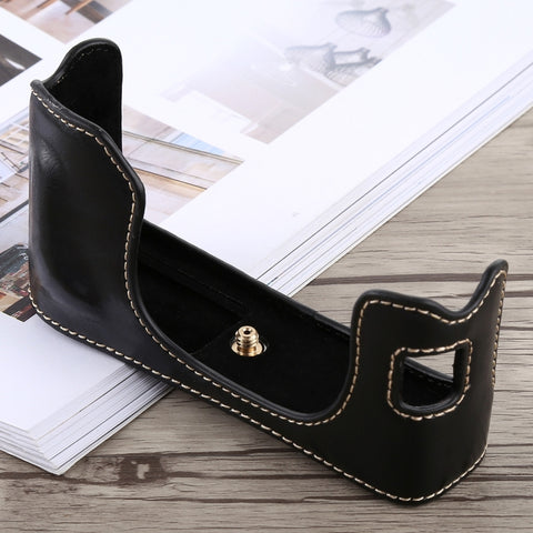 Base mezza custodia per fotocamera in pelle PU con filo da 1/4 di pollice per FUJIFILM X100F, For FUJIFILM X100F