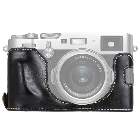 Base mezza custodia per fotocamera in pelle PU con filo da 1/4 di pollice per FUJIFILM X100F, For FUJIFILM X100F