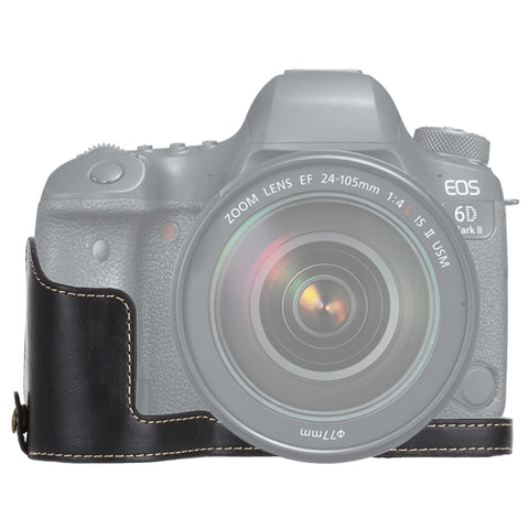 Base mezza custodia per fotocamera in pelle PU con filo da 1/4 di pollice per Canon EOS 6D / 6D Mark II, For Canon 6D2