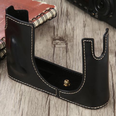 Base mezza custodia per fotocamera in pelle PU con filettatura da 1/4 di pollice per Leica Q (tipo 116), Per Leica Q