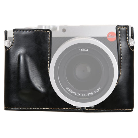 Base mezza custodia per fotocamera in pelle PU con filettatura da 1/4 di pollice per Leica Q (tipo 116), Per Leica Q