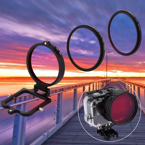 Filtro per obiettivo subacqueo giallo + rosso + viola da 58 mm per GoPro HERO7 Nero/6/5, 58mm 3-color Diving Lens