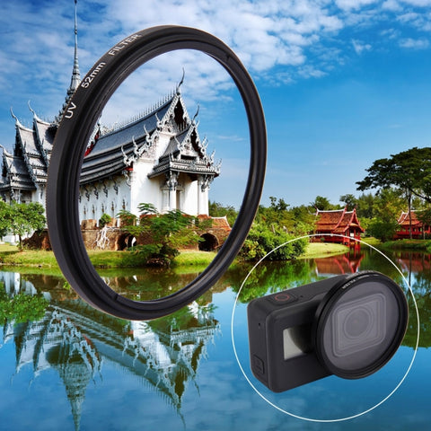 Filtro per lenti UV a cerchio rotondo 3 in 1 da 52 mm con cappuccio per GoPro HERO7 Nero/6/5, 52mm UV Lens