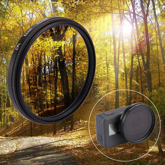 Filtro per obiettivo CPL circolare rotondo 3 in 1 da 52 mm con cappuccio per GoPro HERO7 Nero/6/5, 52mm CPL Lens