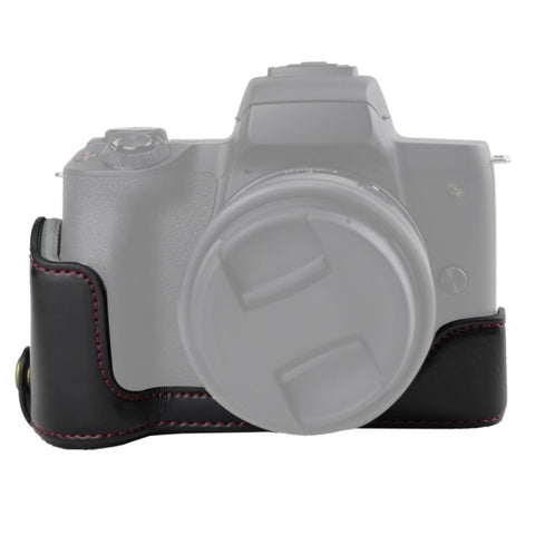 Base mezza custodia per fotocamera in pelle PU con filo da 1/4 di pollice per Canon EOS M50 / M50 Mark II, For Canon EOS M50