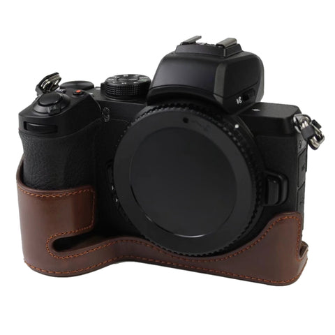Base mezza custodia per fotocamera in pelle PU con filo da 1/4 di pollice per Nikon Z50, For Nikon Z50