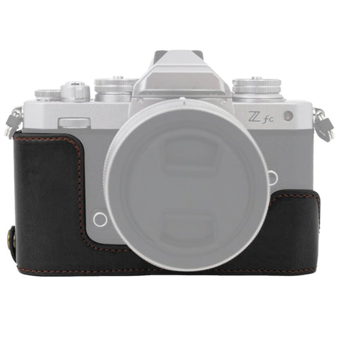 Base mezza custodia per fotocamera in pelle PU con filo da 1/4 di pollice per Nikon Z fc, For Nikon Z fc