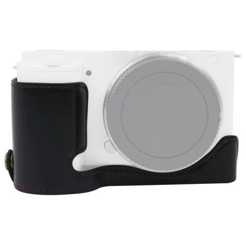 Base mezza custodia per fotocamera in pelle PU con filettatura da 1/4 di pollice per Sony ZV-E10 / ZV-E10L, For Sony ZV-E10