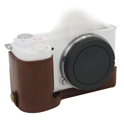 Base mezza custodia per fotocamera in pelle PU con filettatura da 1/4 di pollice per Sony ZV-E10 / ZV-E10L, For Sony ZV-E10