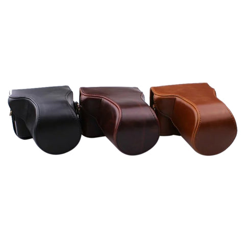 Étui en cuir PU pour appareil photo complet avec ceinture pour Canon EOS M200 (objectif 15-55 mm)