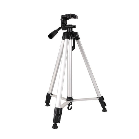 Treppiede per trasmissione dal vivo Gambe pieghevoli a 3 sezioni Supporto per treppiede in lega di alluminio con testa tridimensionale a forma di U e morsetto per telefono per DSLR e fotocamera digitale, altezza regolabile: 47,5-133 cm, 330A