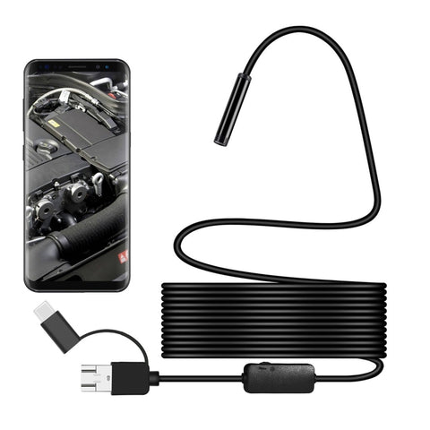 Y101 Telecamera di ispezione endoscopio digitale impermeabile con testa a spirale da 8 mm, lunghezza: cavo flessibile da 5 m, Lunghezza: 5m Cavo flessibile