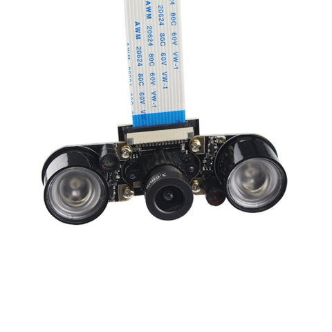 Caméra de vision nocturne à focale infrarouge réglable OV5647 de 5 MP avec 2 capteurs infrarouges pour Raspberry Pi 3