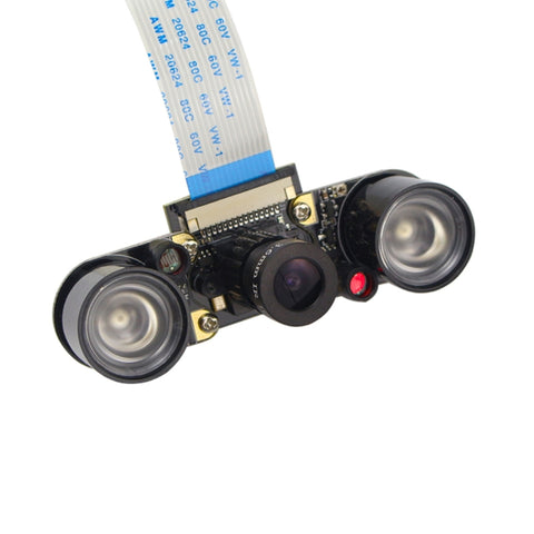 Caméra de vision nocturne à focale infrarouge réglable OV5647 de 5 MP avec 2 capteurs infrarouges pour Raspberry Pi 3