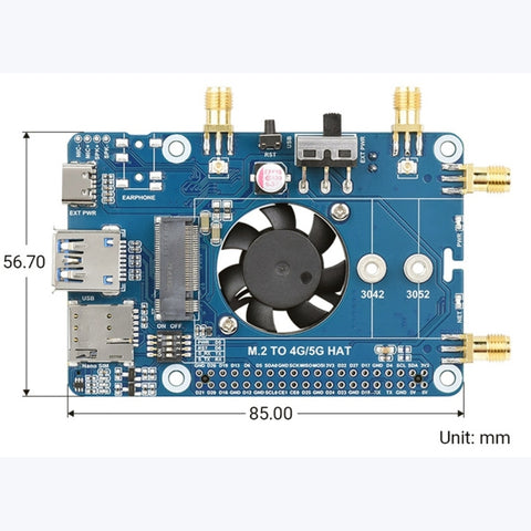 Waveshare RM500U-CN 5G HAT Quad Antenne LTE-A Scheda module multi banda pour Raspberry Pi, RM500U-CN 5G HAT