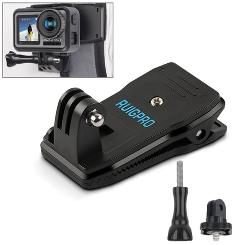RUIGPRO Zaino con rotazione a 360 gradic-Mounts Supporto con morsetto a clip con vite per GoPro HERO9 Black / HERO8 Black /7 /6 /5 /5 Session /4 Session /4 /3+ /3 /2 /1, DJI Osmo Action, Xiaoyi eAltre action camera, Clip di rotazione a 360 gradi
