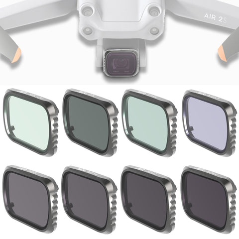 JSR KS 8 in 1 UV + CPL + ND8 + ND16 + ND32 + ND64 + STAR + NIGHT Filtro obiettivo per DJI Air 2S, telaio in alluminio, UV + CPL + ND8 + ND16 + ND32 + ND64 + STAR + NIGHT