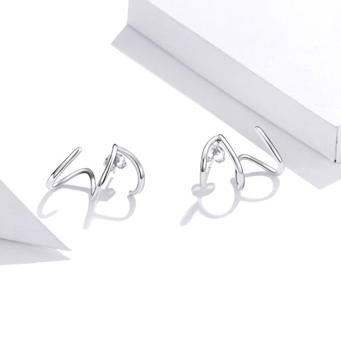 Orecchini da donna con linee stile semplice in argento sterling S925, Lines