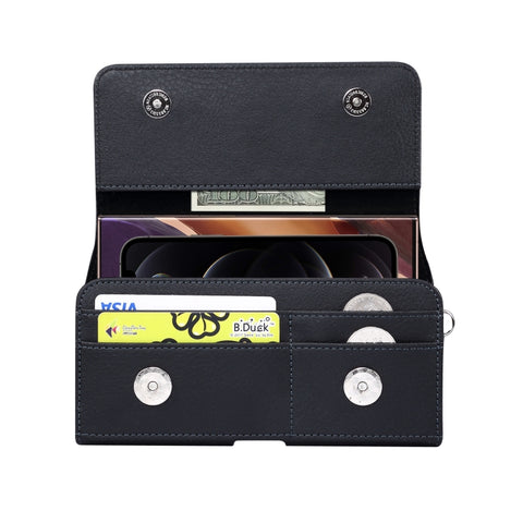 Custodia / marsupio in pelle PU con chiusura verticale con trama litchi con stecca posteriore e slot per carte e cordino da 15 cm per telefono universale da 6,7 ​​pollici, for 6.7 inch Phone Universal