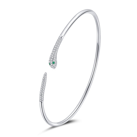 Gioielli da donna con braccialetto aperto serpente in argento sterling S925, Serpente
