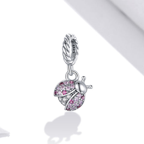 Accessori per collana braccialetto fai-da-te con ciondolo coccinella in argento sterling S925, Coccinella