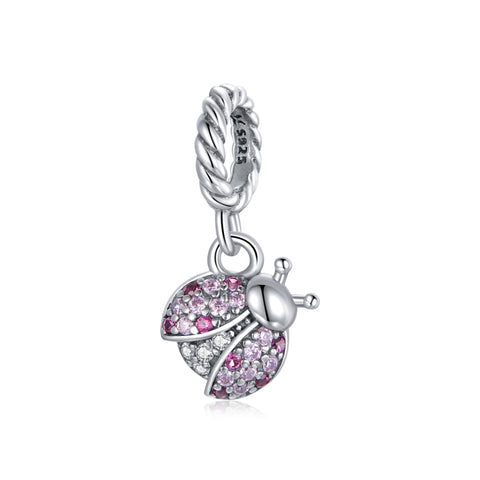 Accessori per collana braccialetto fai-da-te con ciondolo coccinella in argento sterling S925, Coccinella
