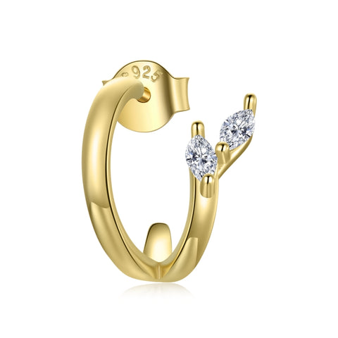 Orecchini da donna a coda di pesce dorato in argento sterling S925, Golden Fish Tail