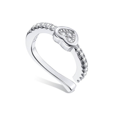 Orecchini da donna con clip per orecchio a cuore in argento sterling S925, Heart Ear Clip
