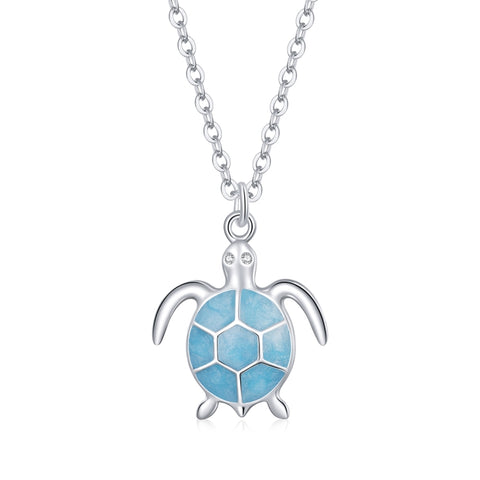 Gioielli con collana da donna in tartaruga blu in argento sterling S925, Tartaruga