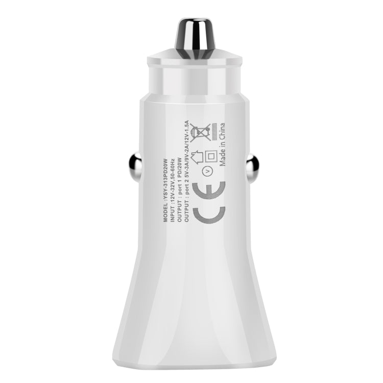 YSY-313PD30W QC3.0 USB + PD 30W USB-C / Type-C Triangle Dual Ports Fast Charging Car Charger, Car Charger
