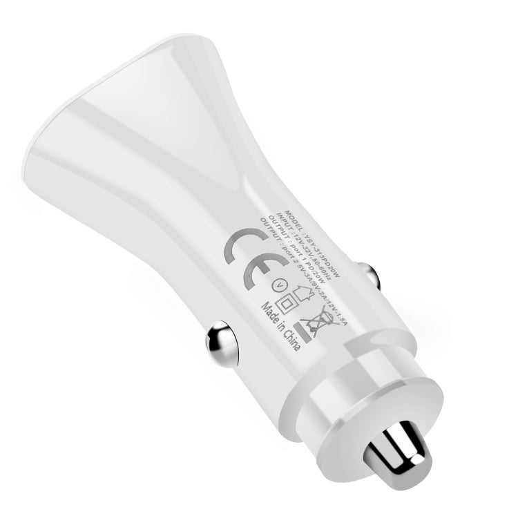 YSY-313PD30W QC3.0 USB + PD 30W USB-C / Type-C Triangle Dual Ports Fast Charging Car Charger, Car Charger