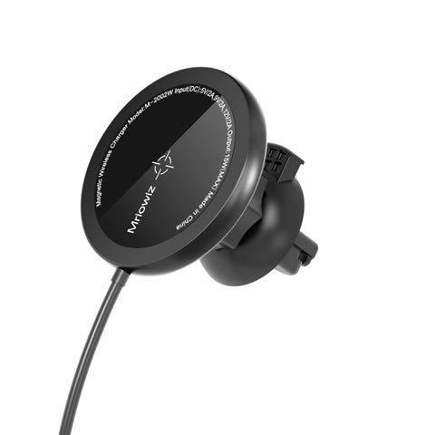 Mriowiz M-2002W Batterie magnétique sans fil pour voiture MagSafe de 15 W avec rotation à 360 degrés pour iPhone série 12, avec câble de données USB + USB-C / Type-C, longueur de câble : 1 m, M-2002W
