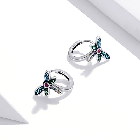 Orecchini da donna con orecchini a bottone a forma di libellula vintage in argento sterling S925, Vintage Dragonfly