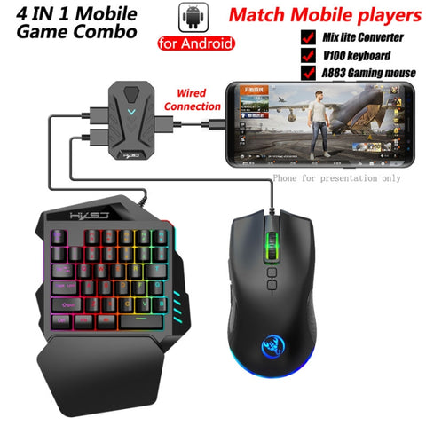 Convertitore Mouse Tastiera HXSJ P8 + V100 + J900 con Tastiera a Una