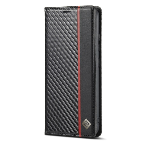 LC.IMEEKE Custodia in Pelle Flip Orizzontale in PU + TPU in Fibra di Carbonio con Supporto, Slot per Schede e Portafoglio per Samsung Galaxy A32 5G (Nero Verticale), For Samsung Galaxy A32 5G