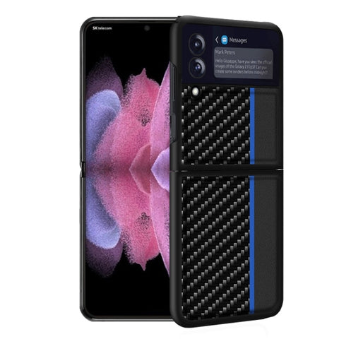Per Samsung Galaxy Z Flip4 Custodia in pelle antiurto con texture in fibra di carbonio, Per Samsung Galaxy Z Flip4