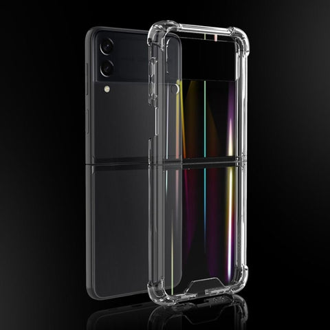 Per Samsung Galaxy Z Flip4 Aurora PC + Custodia per telefono antiurto trasparente a quattro angoli in TPU