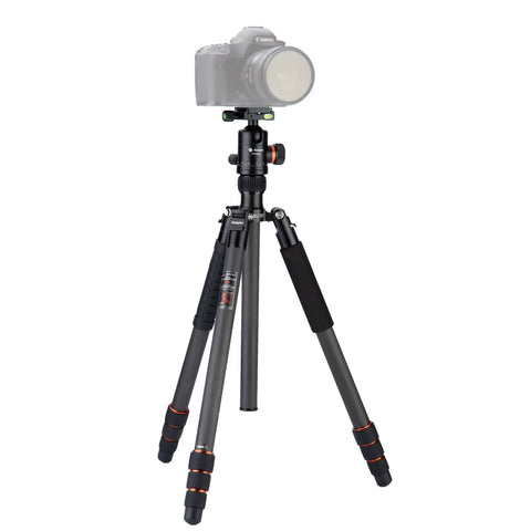 Treppiede per fotocamera Fotopro X-go Max E portatile pieghevole in fibra di carbonio con testa a sfera a doppia azione, X-go Max E