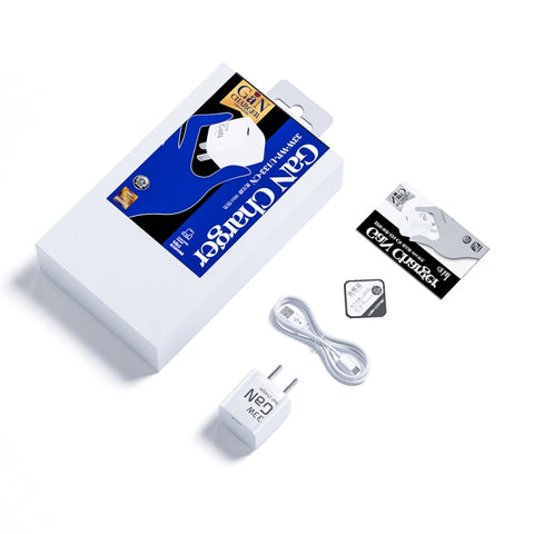 WK WP-U133 Caricabatterie GaN 33W al nitruro di gallio in cubetti di zucchero con cavo dati da USB a USB-C/Type-C, spina CN