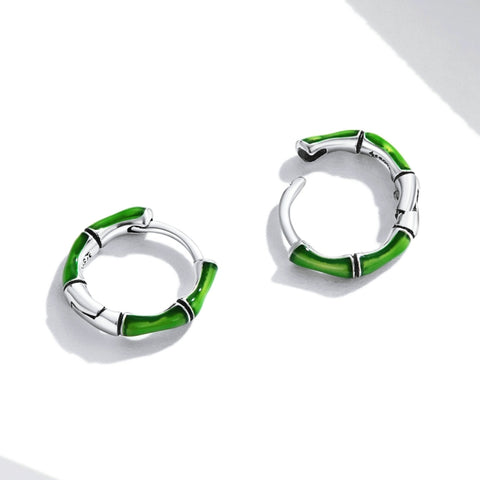 Orecchini da donna con chiusura per orecchio in bambù in argento sterling S925, Bambù