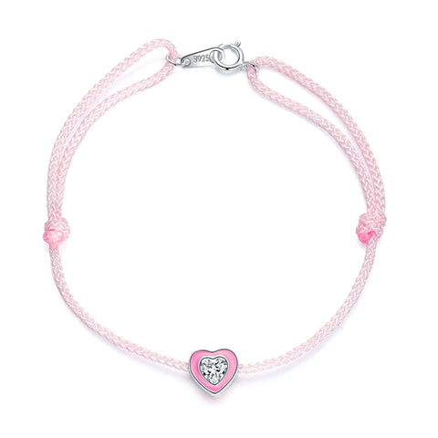 Gioielli da donna con cavigliera a cuore rosa in argento sterling S925