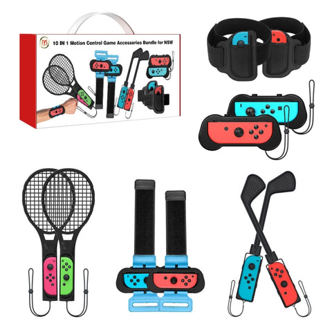 JYS JYS-NS215 Ensemble d'accessoires sportifs somatosensoriels 10 en 1 pour Nintendo Switch, JYS 10 en 1